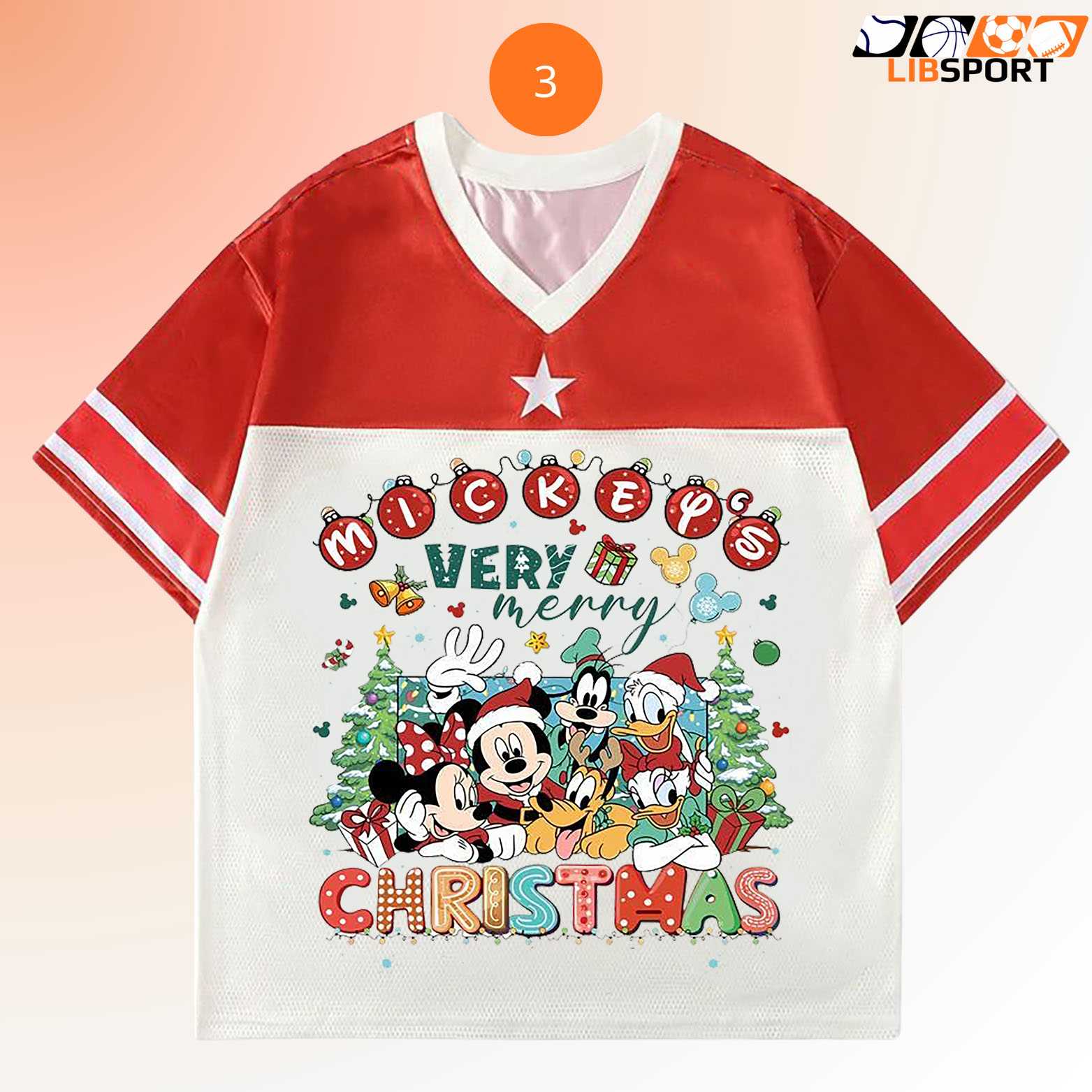 Mickey Retro Merry Christmas Jersey, Disneyland Friends Unisex Tee